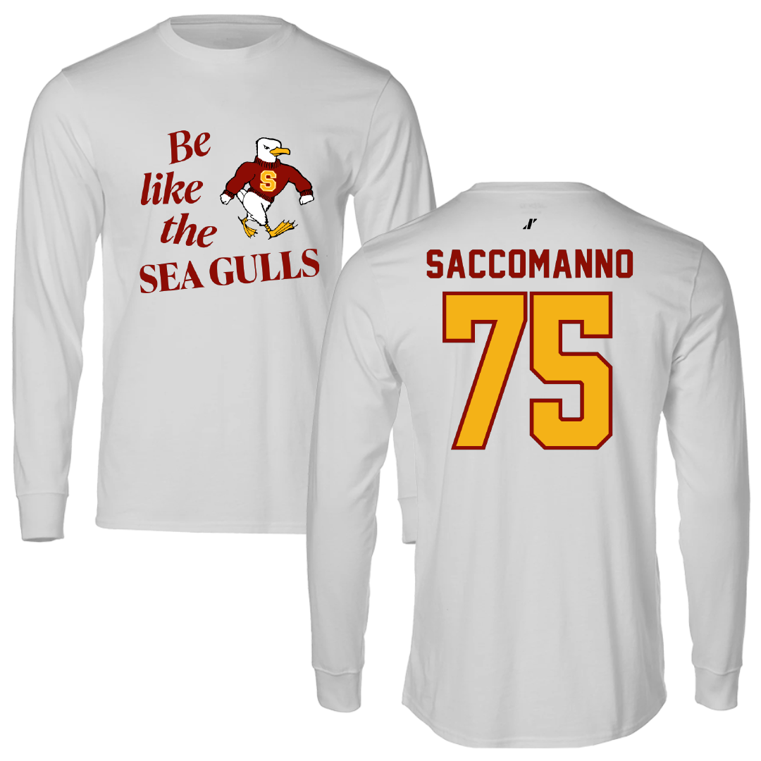 Salisbury University Football Light Gray Be Like Us Performance Long Sleeve - #75 Luca Saccomanno