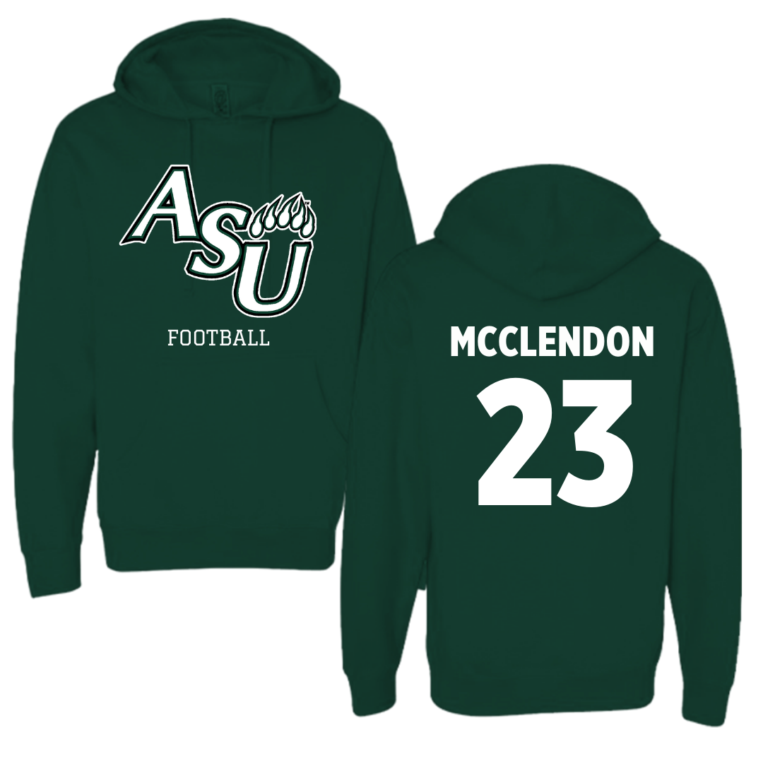 Adams State University Football Forest Green Block Hoodie - #23 Edward McClendon