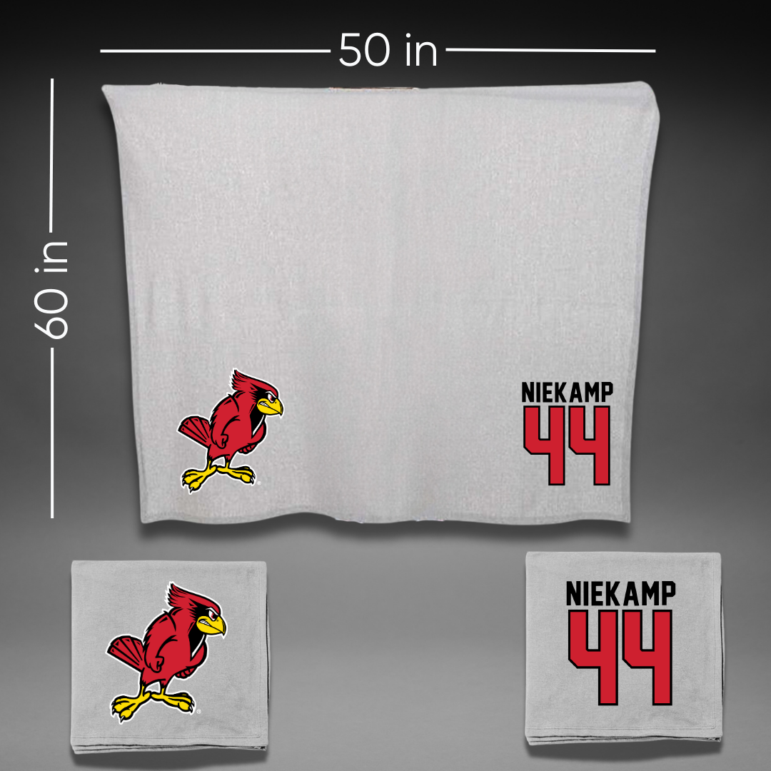 Illinois State University Football Gray Blanket - #44 Dexter Niekamp