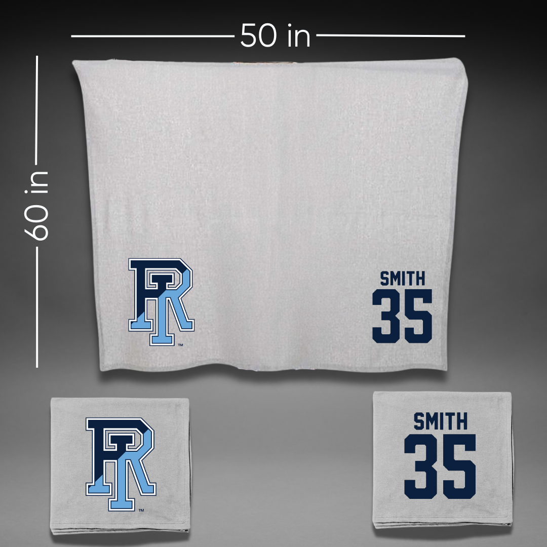 University of Rhode Island Basketball Gray Blanket - #35 Jameson Smith