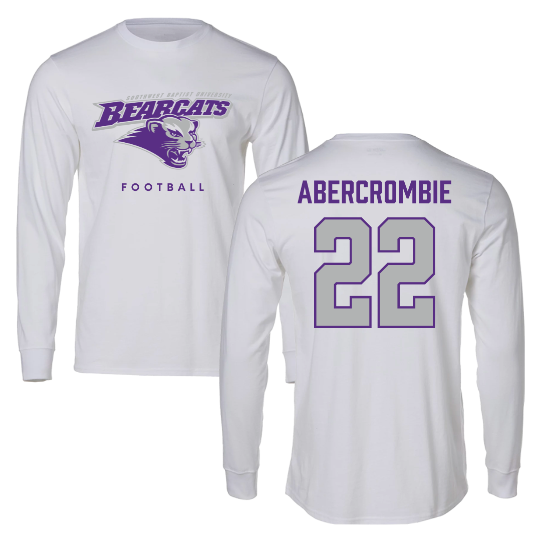 Southwest Baptist University Football White Performance Long Sleeve - #22 Jordan Abercrombie