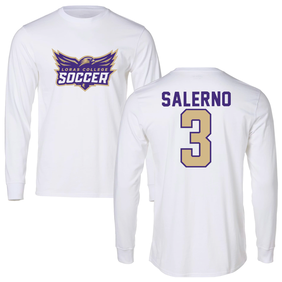 Loras College Soccer White Soccer Performance Long Sleeve - #3 Christina Salerno