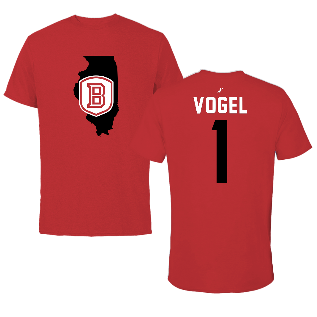 Bradley University Baseball Red State Performance Tee - #1 Ryan Vogel