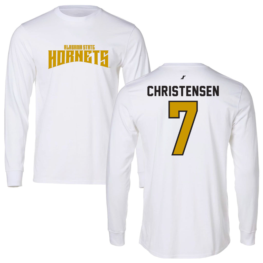 Alabama State University Baseball White Classic Long Sleeve - #7 Jax Christensen