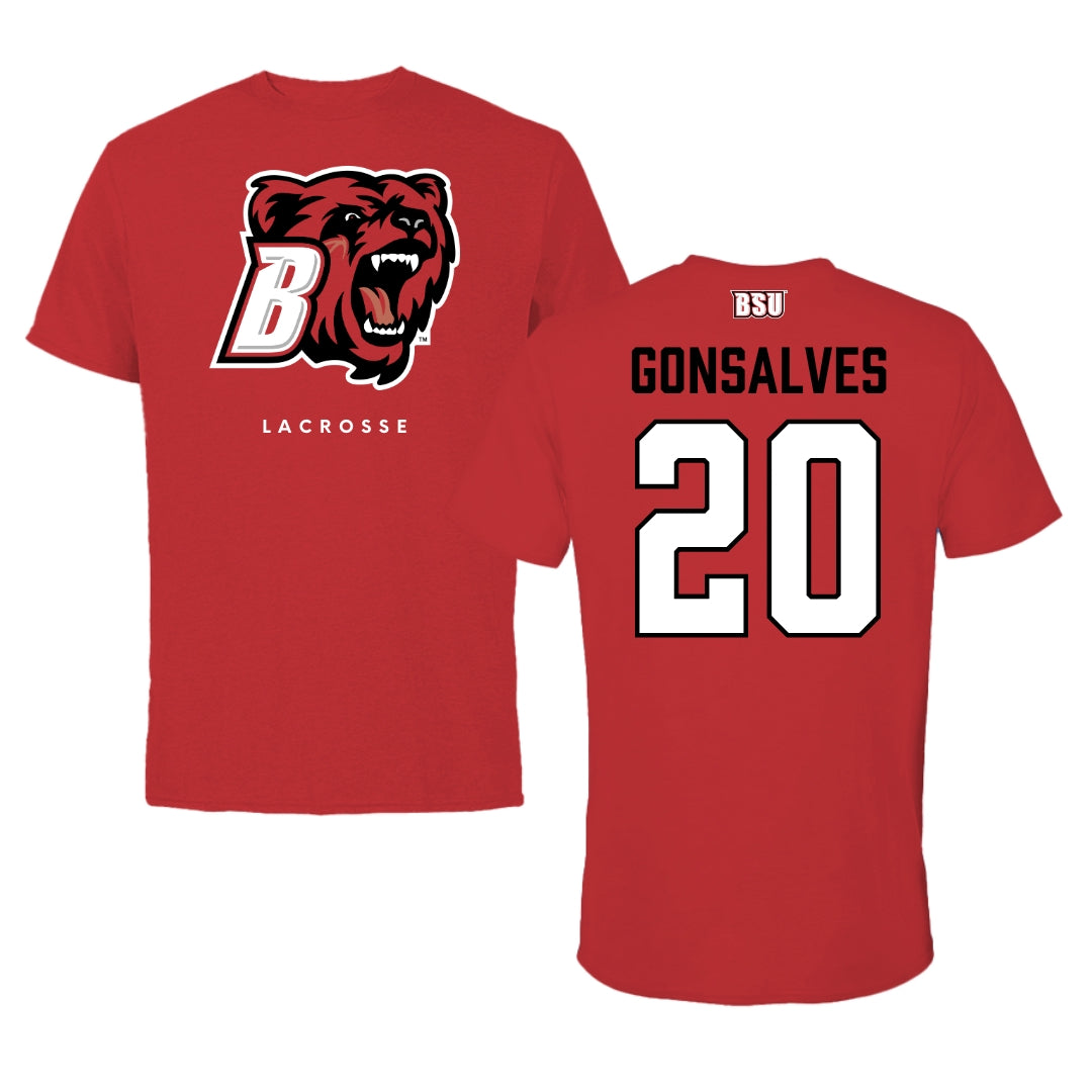 Bridgewater State University Lacrosse Red Performance Tee - #20 Camryn Gonsalves