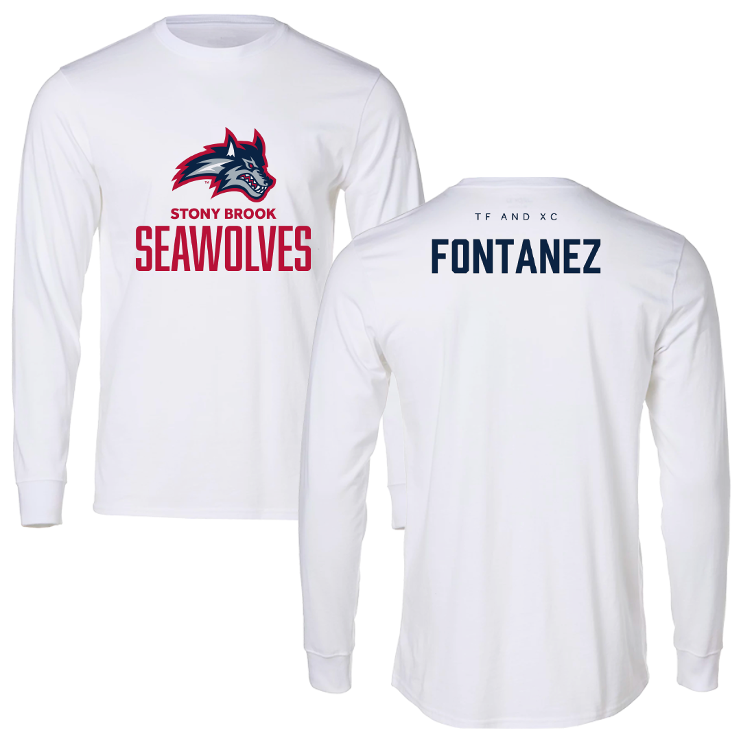 Stony Brook University TF and XC White Performance Long Sleeve - John Fontanez