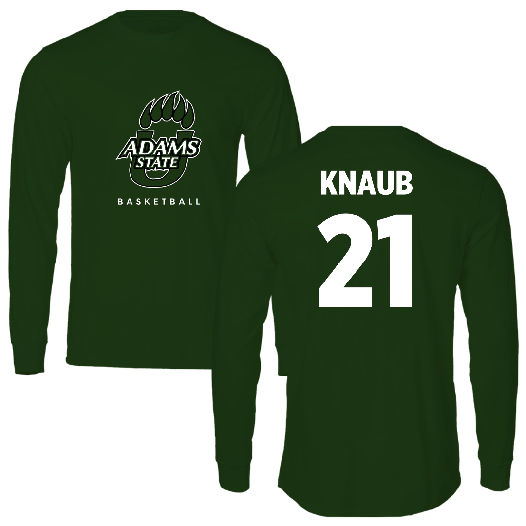 Adams State University Basketball Forest Green Long Sleeve - #21 Michael Knaub