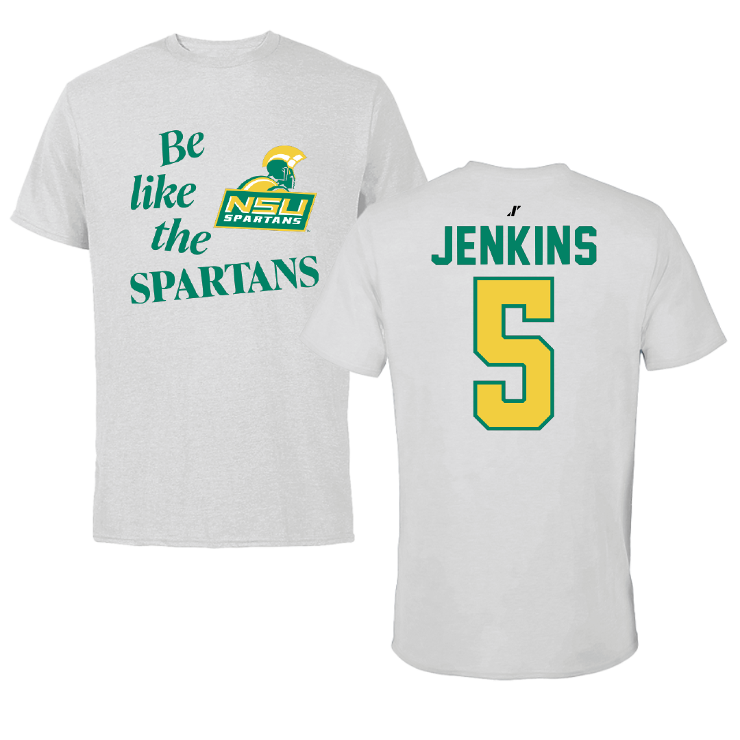 Norfolk State University Basketball Light Gray Be Like Us Performance Tee - #5 Tyrese Jenkins