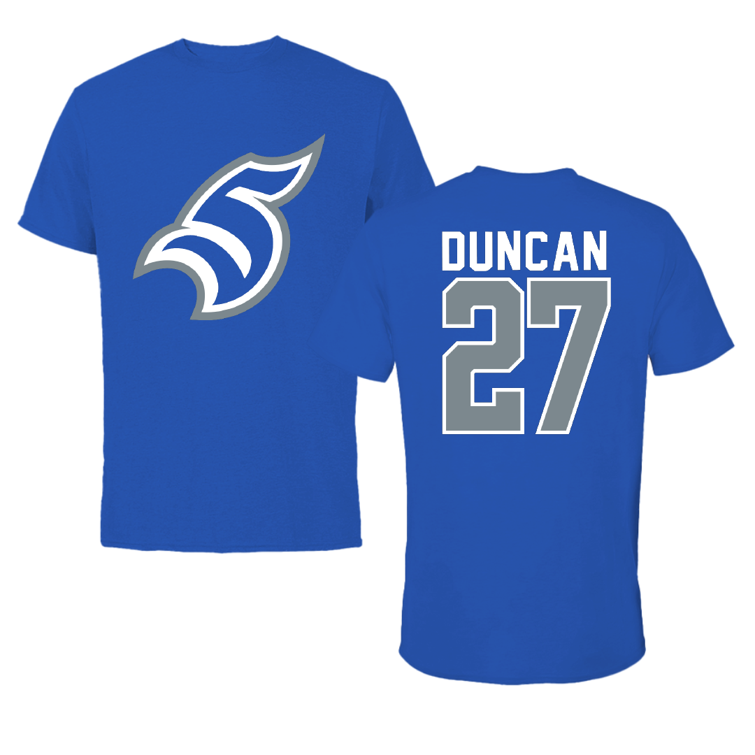 Thomas More University Football Blue Performance Tee - #27 Adam Duncan