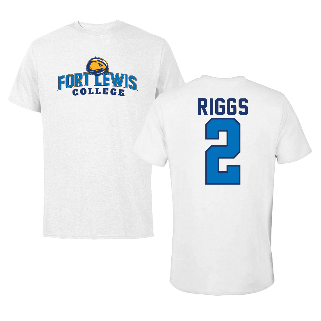 Fort Lewis College Basketball White Tee - #2 AJ Riggs
