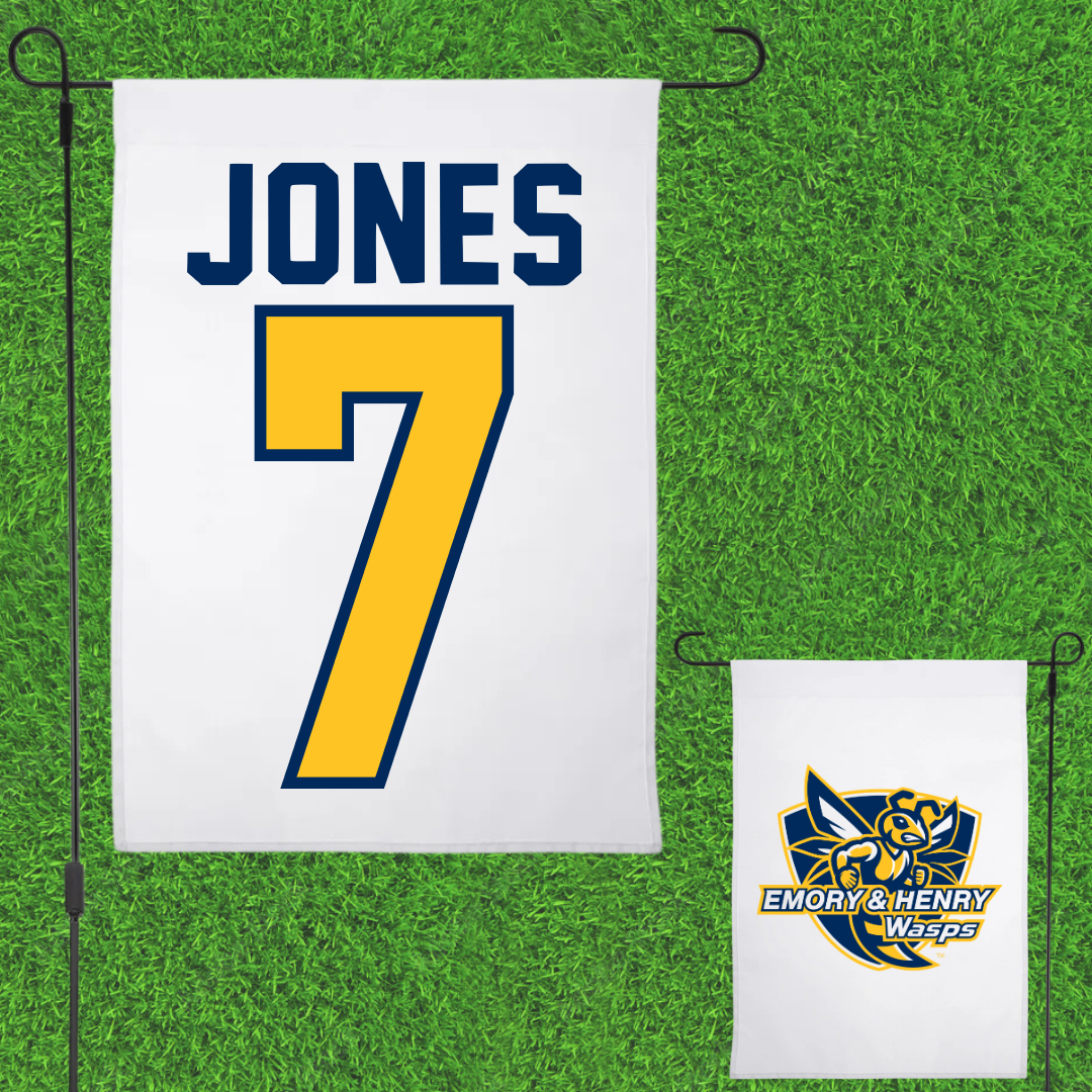 Emory & Henry College Lacrosse White Garden Flag - #7 Justyce Jones