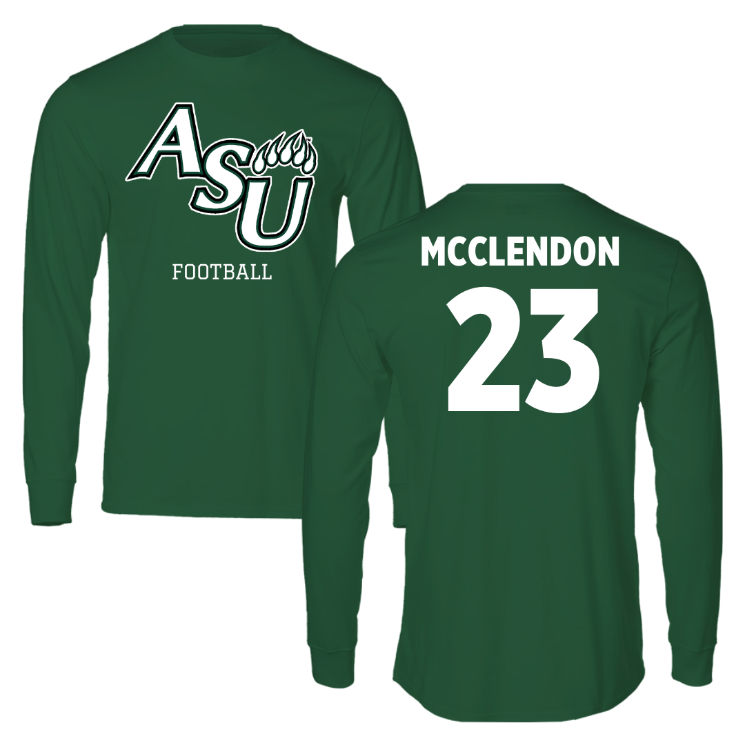 Adams State University Football Forest Green Block Long Sleeve - #23 Edward McClendon