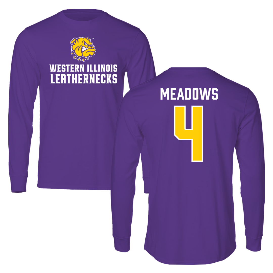 Western Illinois University Basketball Purple Performance Long Sleeve - #4 Allie Meadows