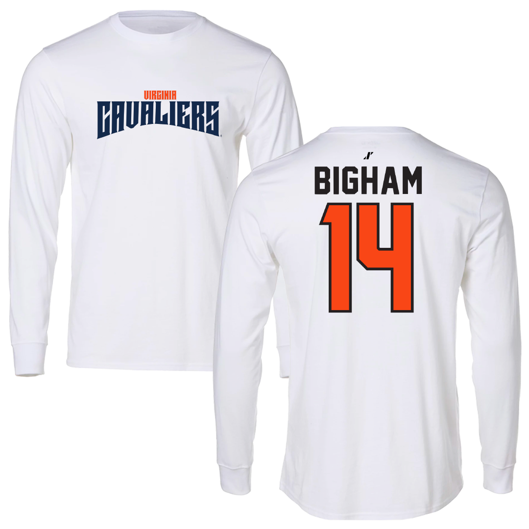 University of Virginia Softball White Classic Performance Long Sleeve - #14 Eden Bigham