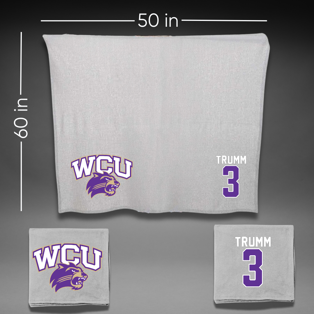 Western Carolina University Basketball Gray Blanket - #3 Reagan Trumm