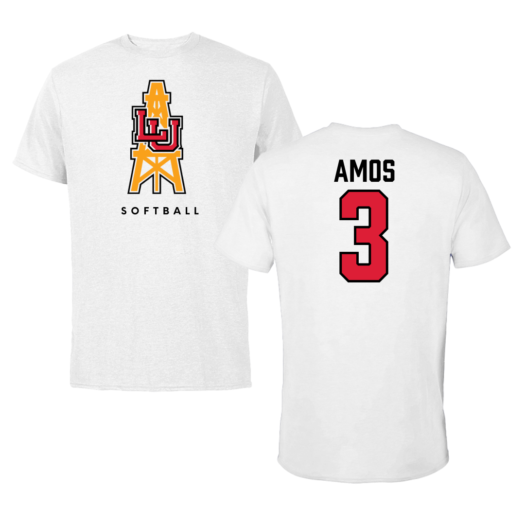 Lamar University Softball White Performance Tee - #3 Kalie Amos