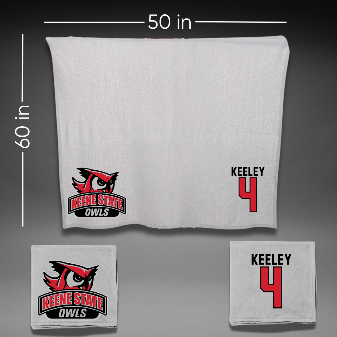 Keene State College Lacrosse Gray Owls Blanket - #4 Owen Keeley