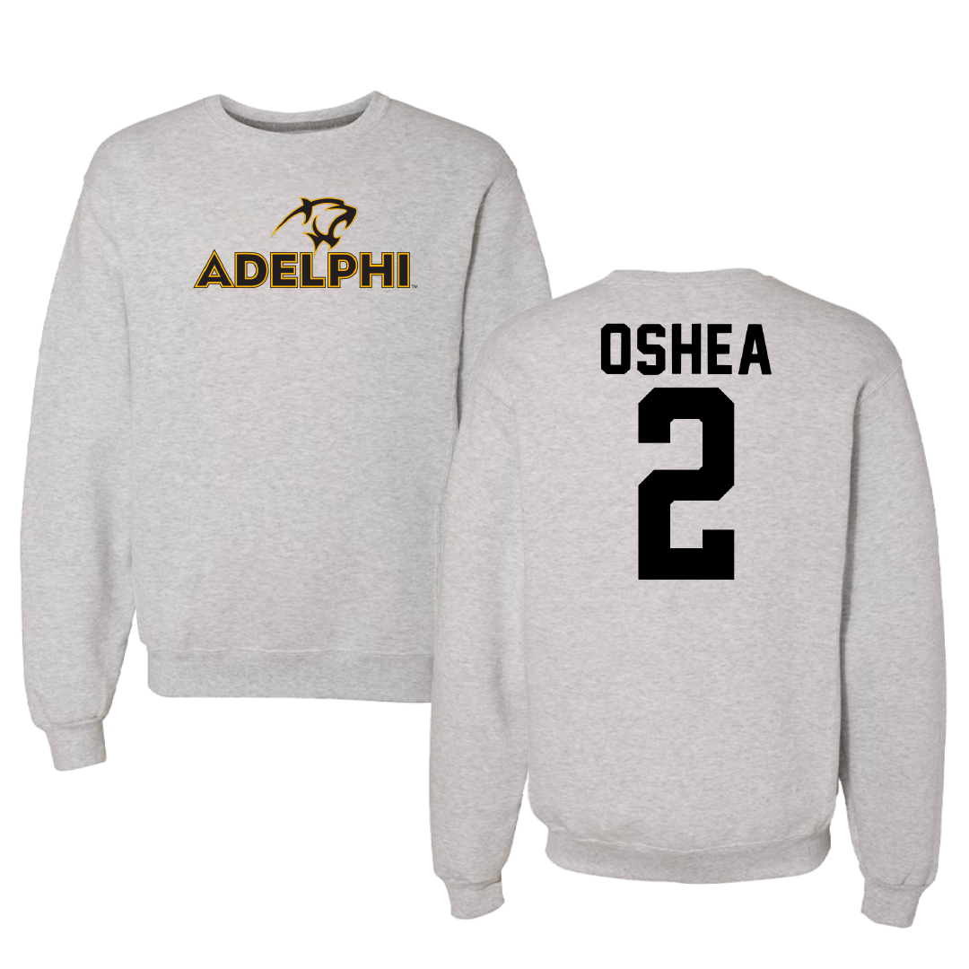 Adelphi University Lacrosse Gray Crewneck - #2 Nick OShea