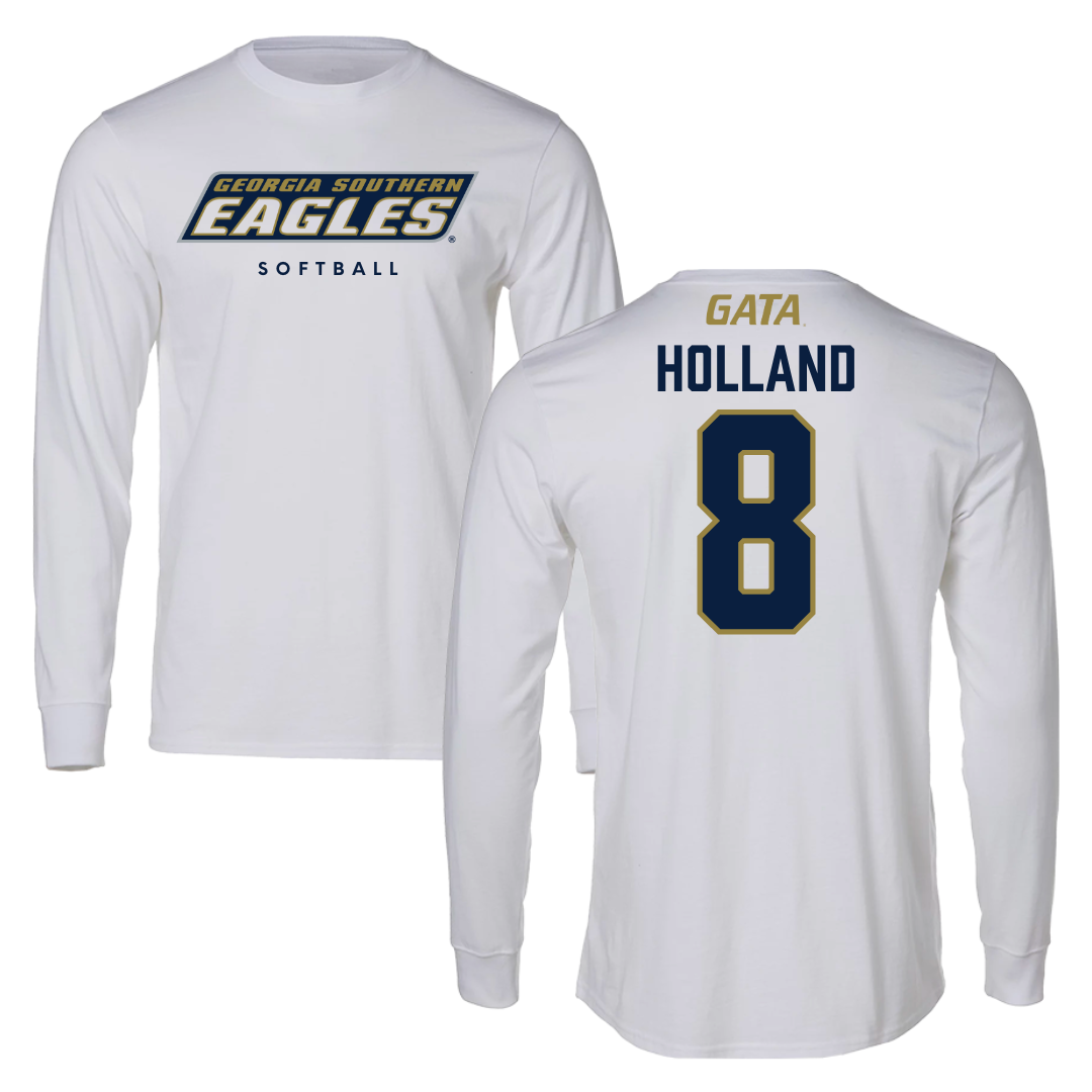Georgia Southern University Softball White Performance Long Sleeve - #8 Bailey Holland