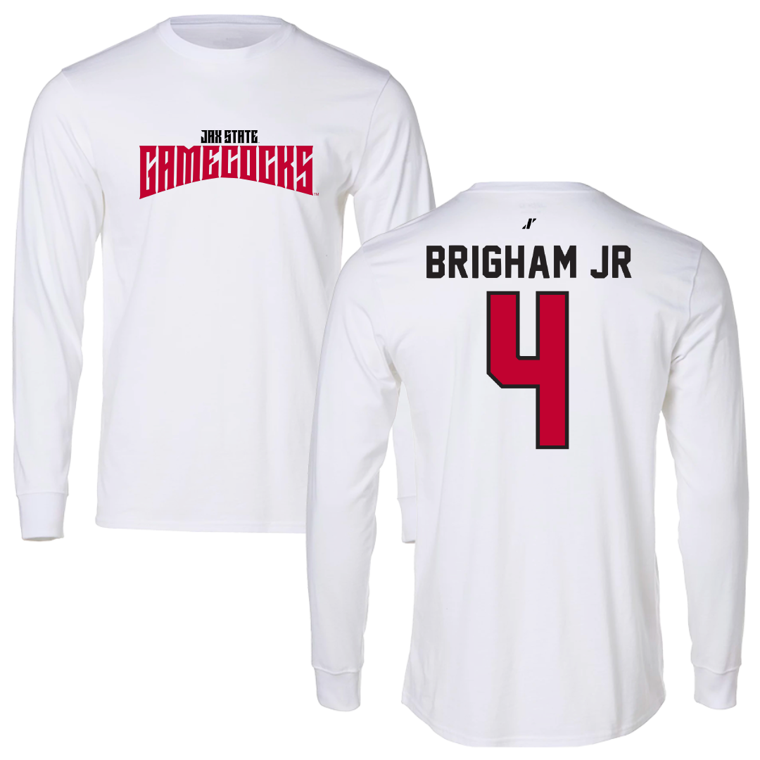 Jacksonville State University Basketball White Classics Performance Long Sleeve - #4 Marcellus Brigham Jr