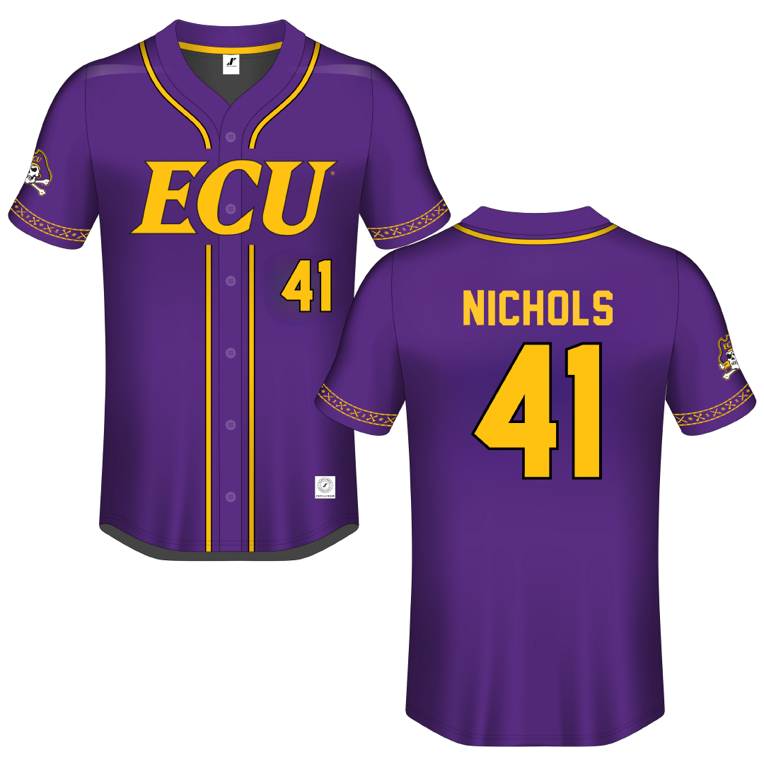 East Carolina University Purple Button-Down Jersey - #41 Trinity Nichols