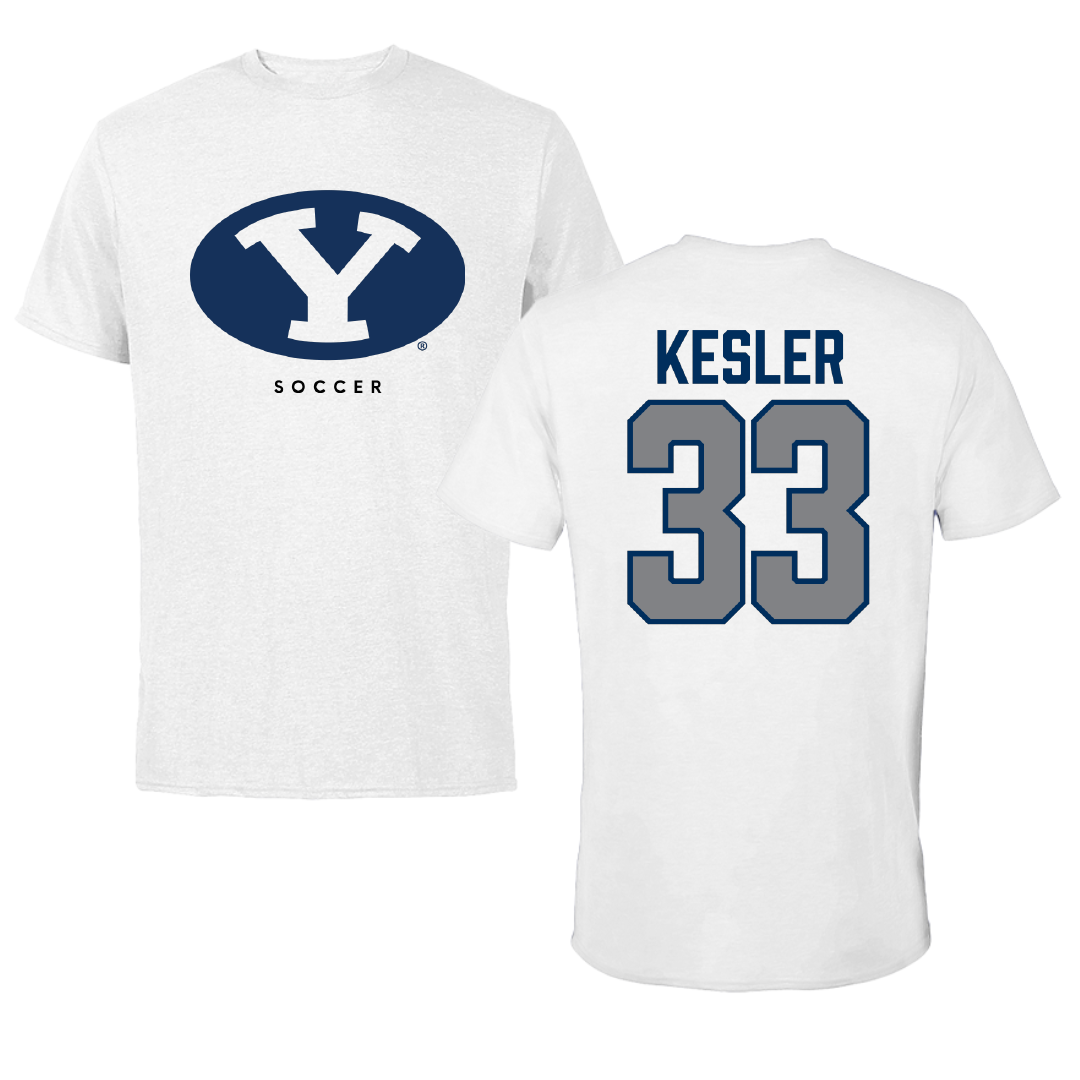 Brigham Young University Soccer White Performance Tee - #33 Lucy Kesler