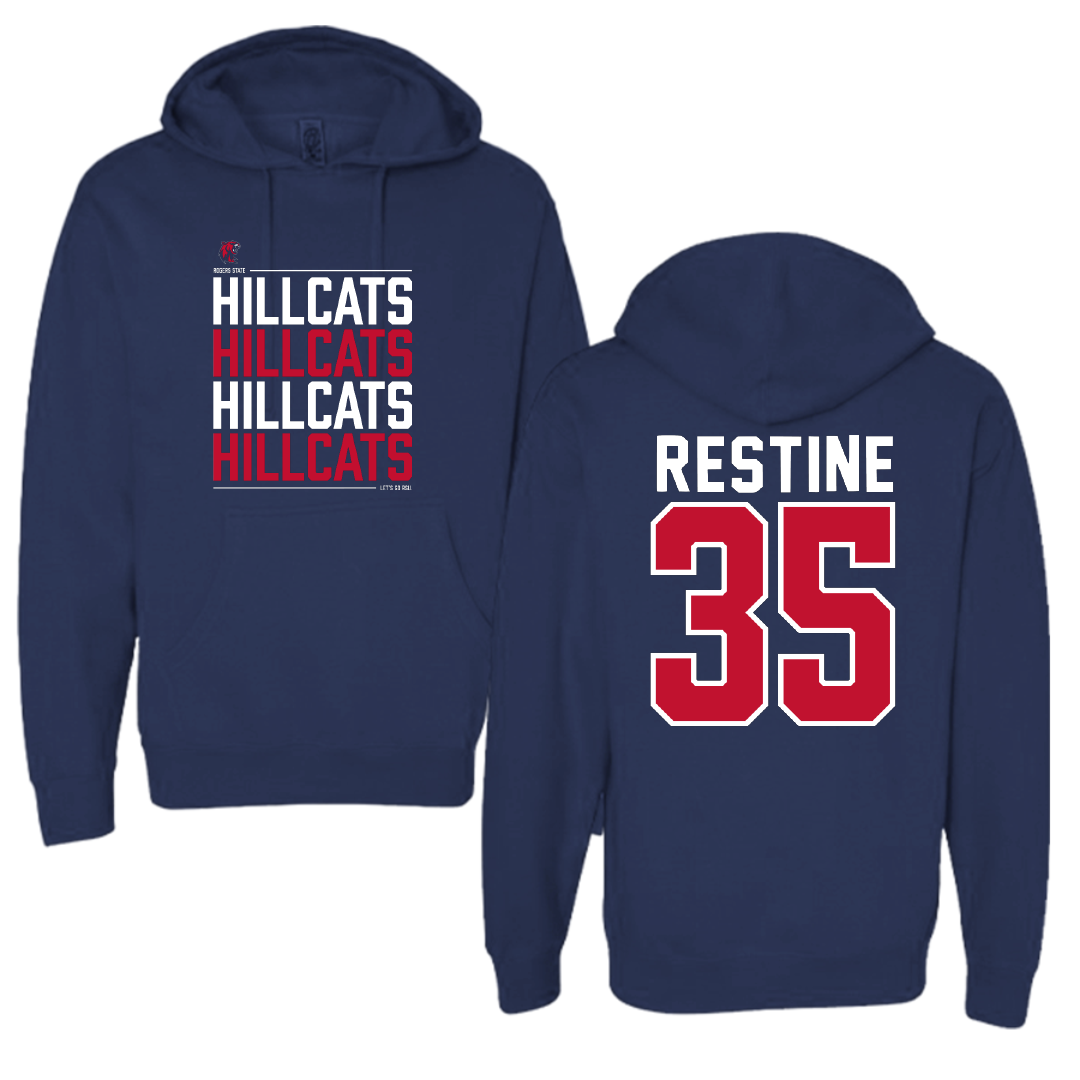 Rogers State University Baseball Navy General Hoodie - #35 Cannon Restine