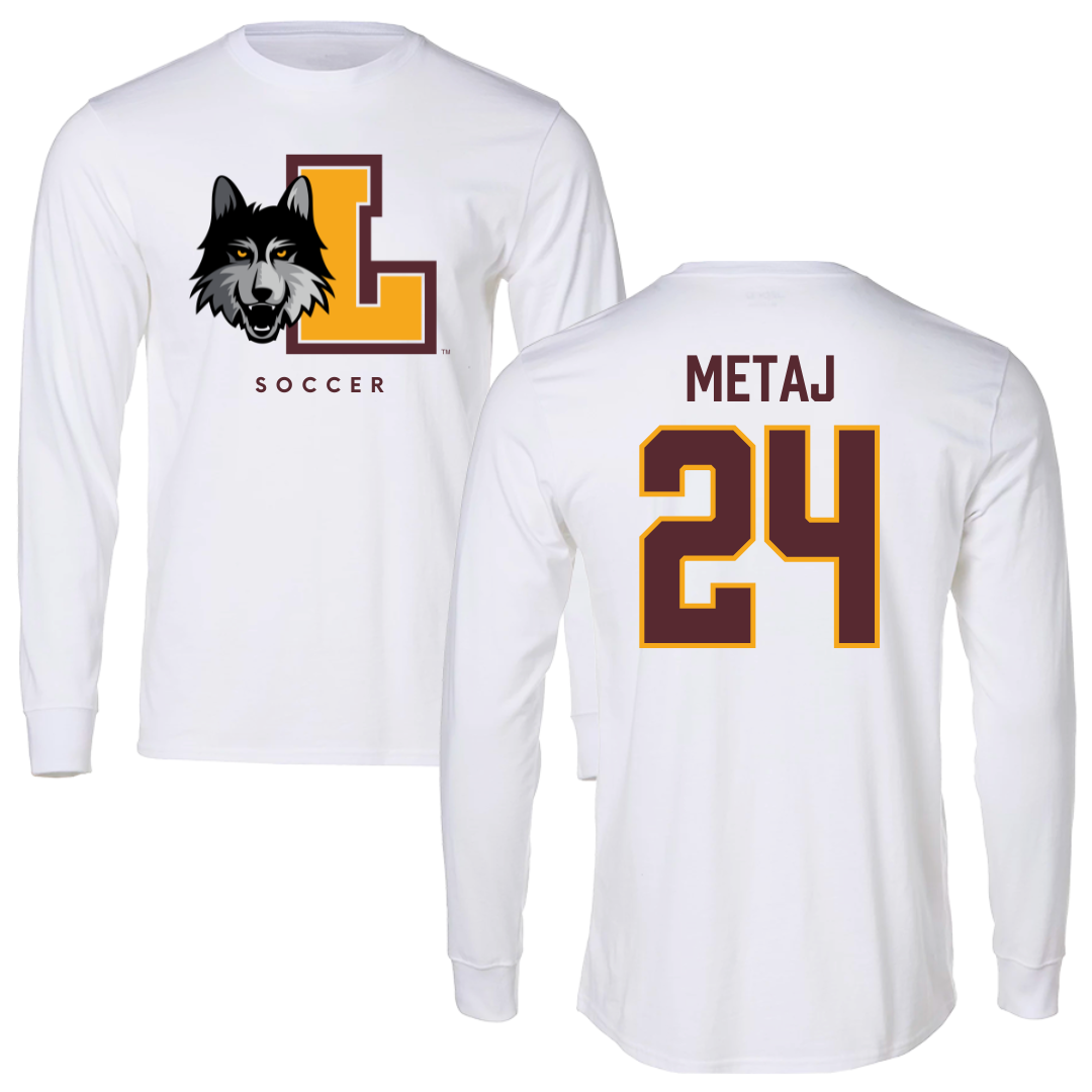 Loyola University-Chicago Soccer White Mascot Long Sleeve - #24 Ava Metaj
