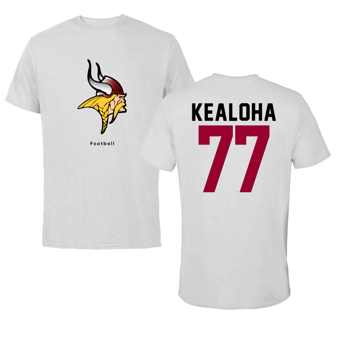 Valley City State University Football Light Gray Tee - #77 Micah Kealoha