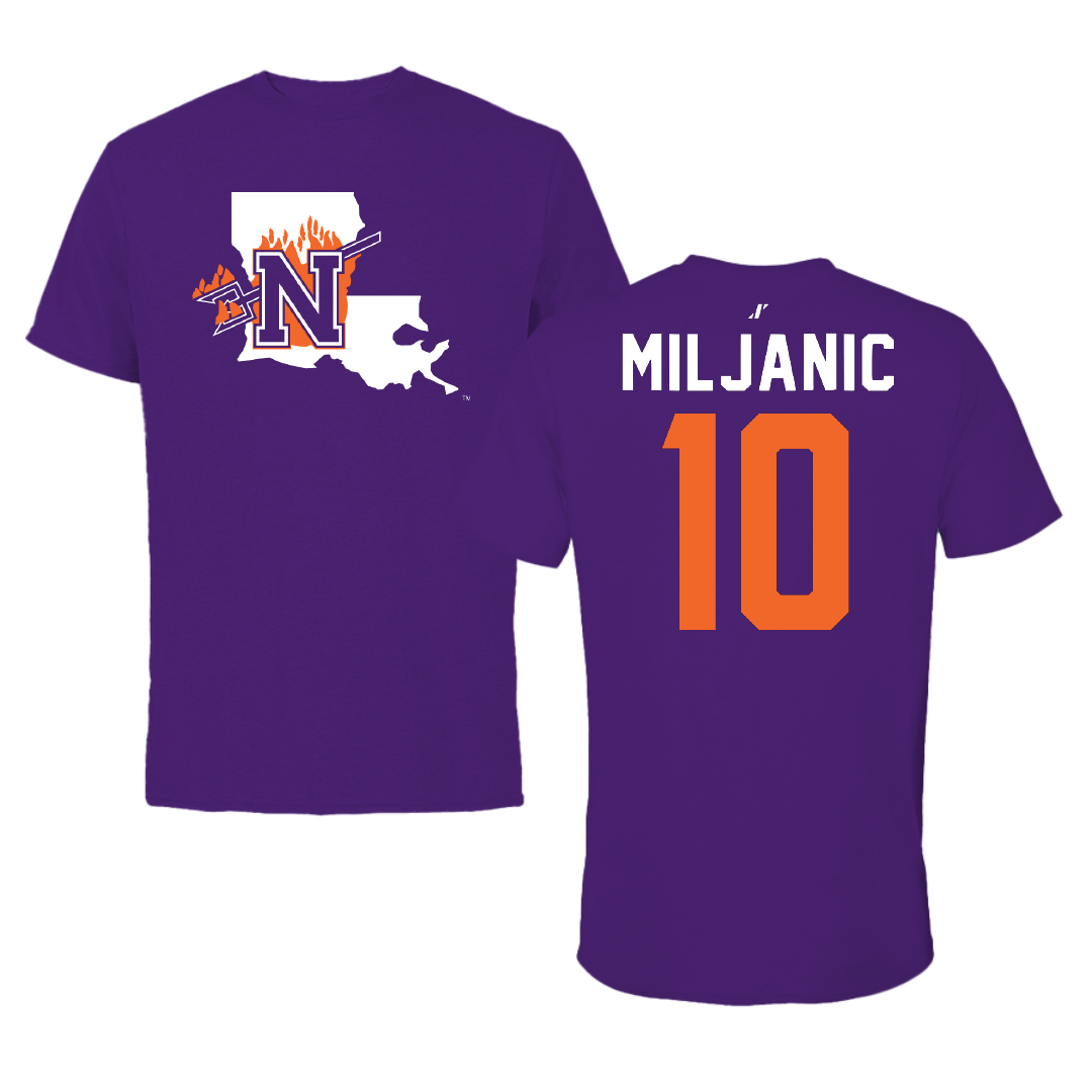 Northwestern State University Basketball Purple State Tee - #10 Ivona Miljanic