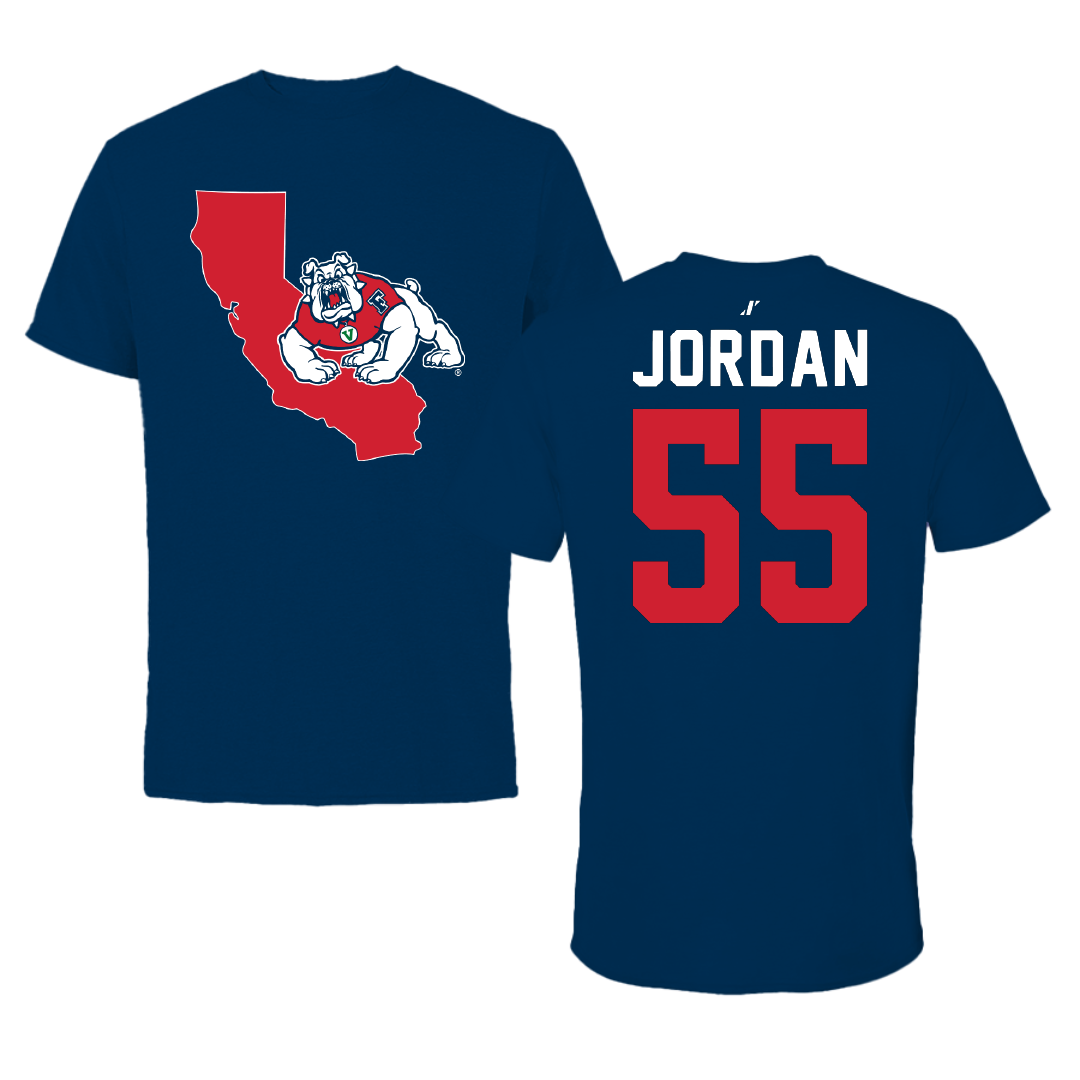 Fresno State University Softball Navy State Tee - #55 Faith Jordan