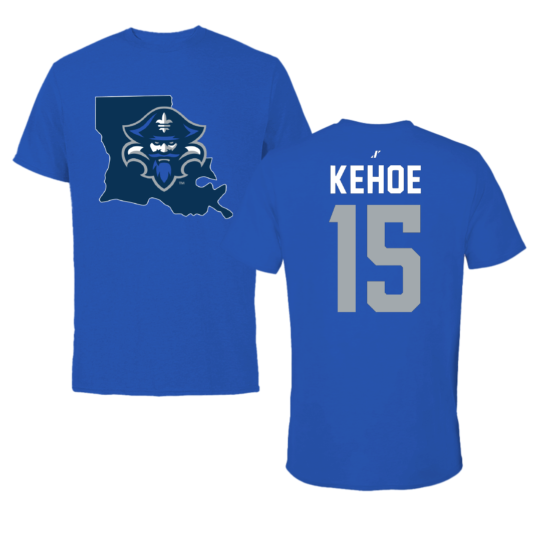 University of New Orleans Volleyball Blue State Tee - #15 Molly Kehoe
