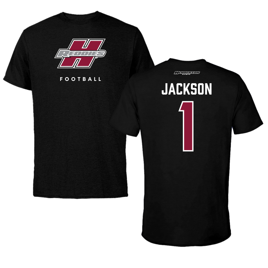 Henderson State University Football Black Performance Tee - #1 Timieone Jackson