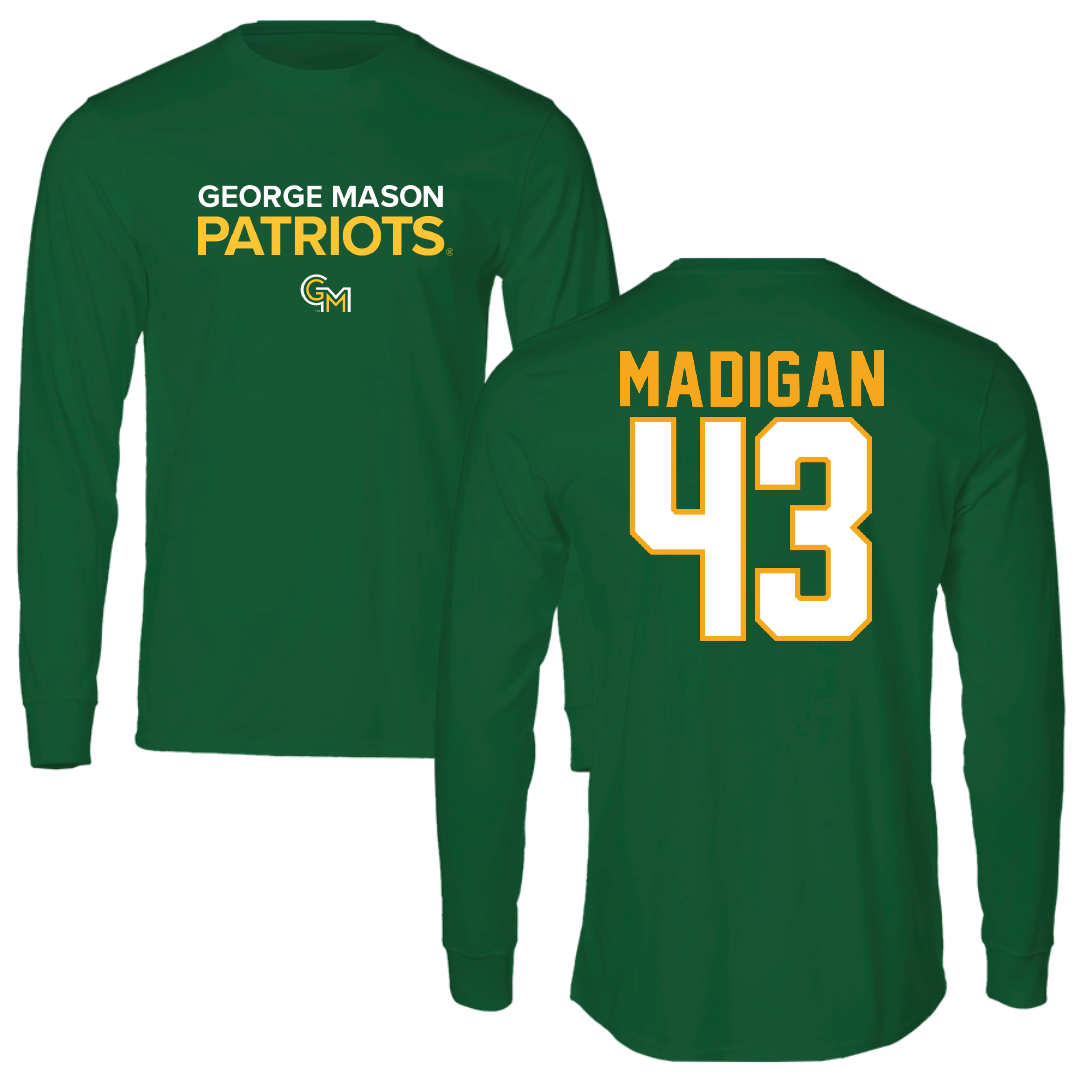 George Mason University Baseball Green Long Sleeve - #43 Michael Madigan