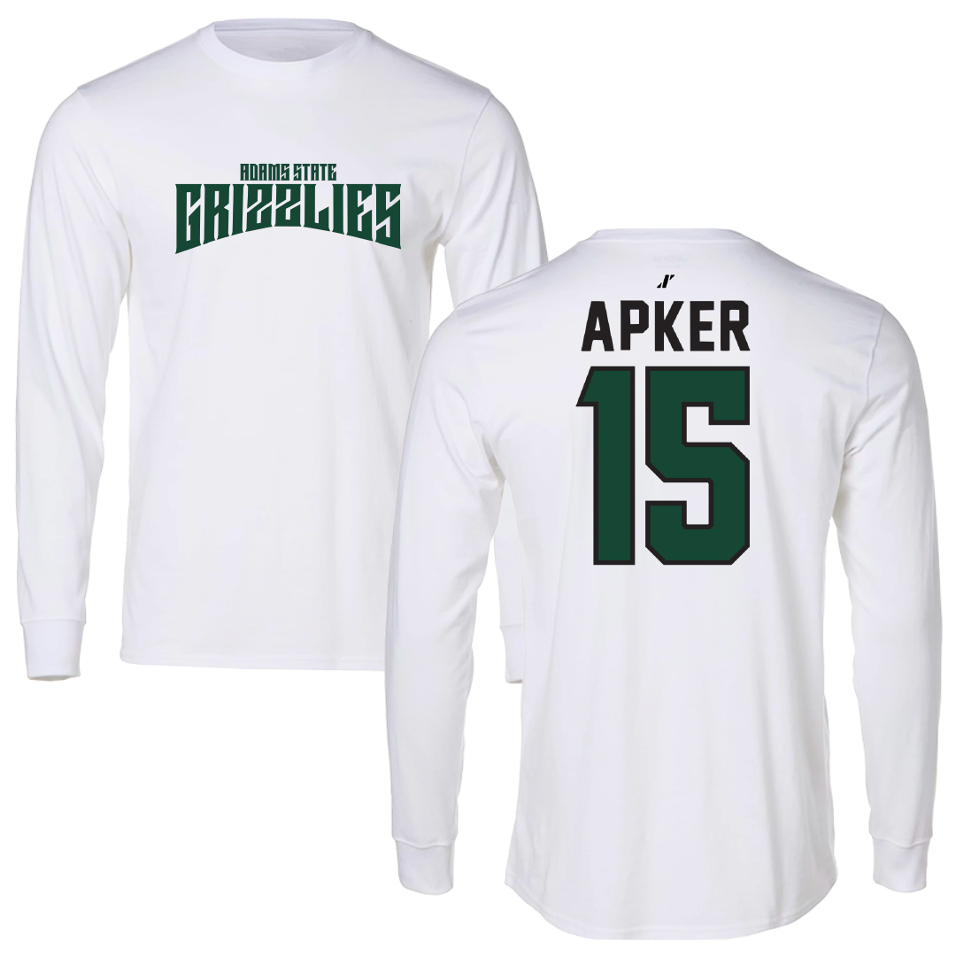 Adams State University Baseball White Classic Performance Long Sleeve - #15 Cory Apker