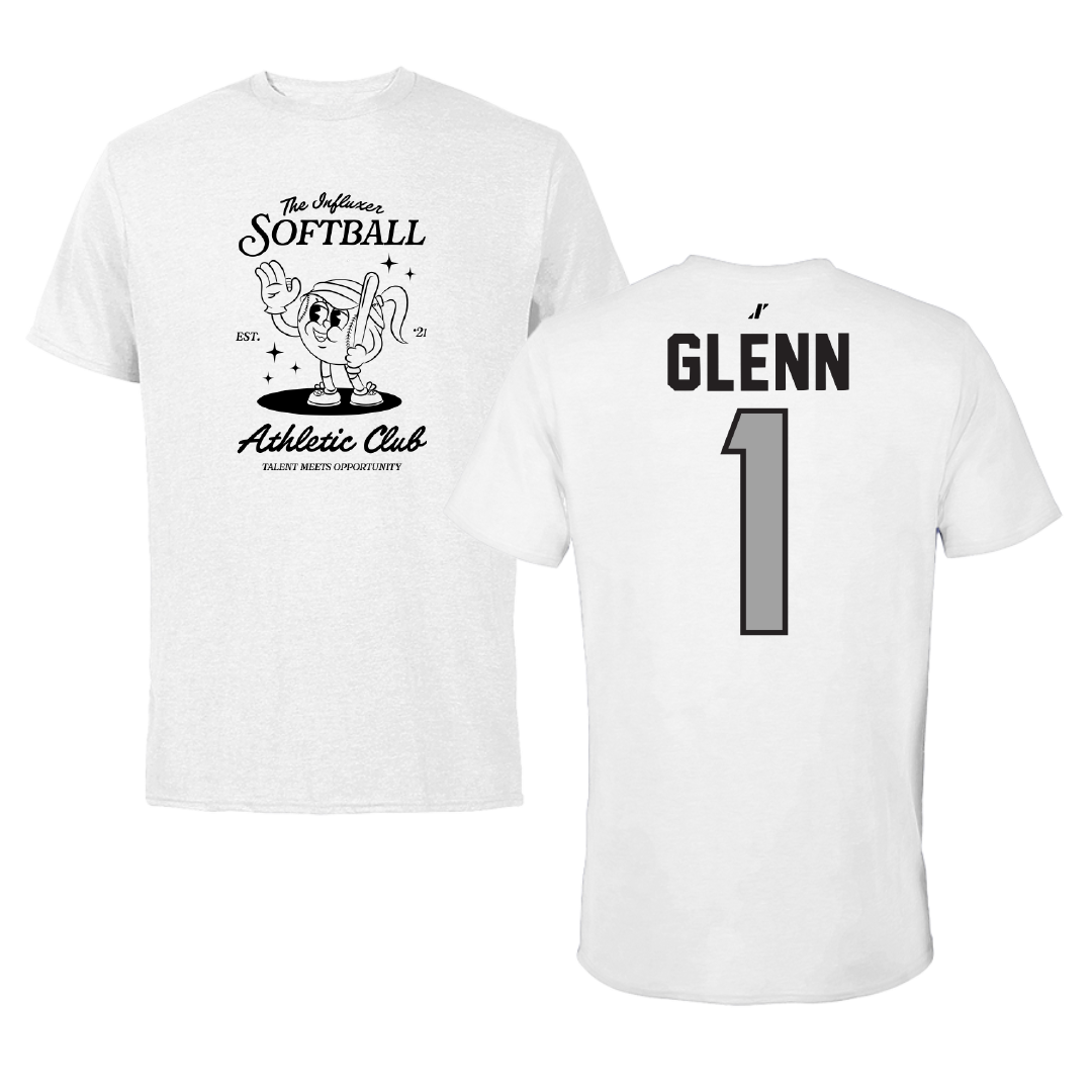 Softball White Influxer Athletic Club Tee - #1 Rusti Glenn