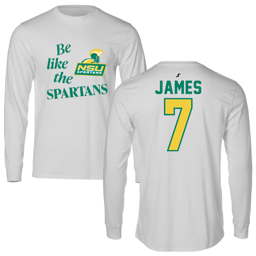 Norfolk State University Football Light Gray Be Like Us Performance Long Sleeve - #7 Nolan James