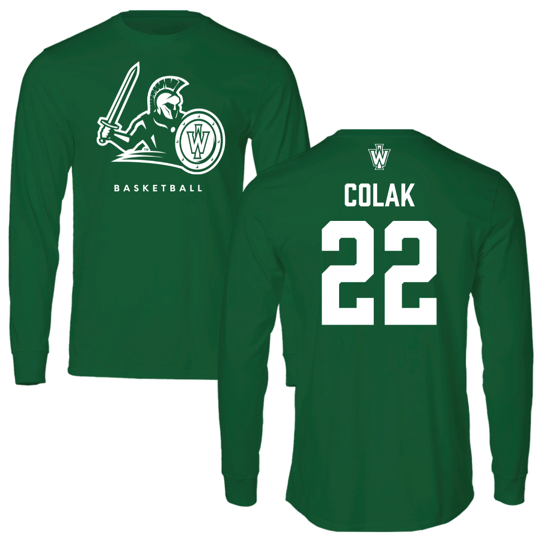 Illinois Wesleyan University Basketball Kelly Green Long Sleeve - #22 Karlo Colak