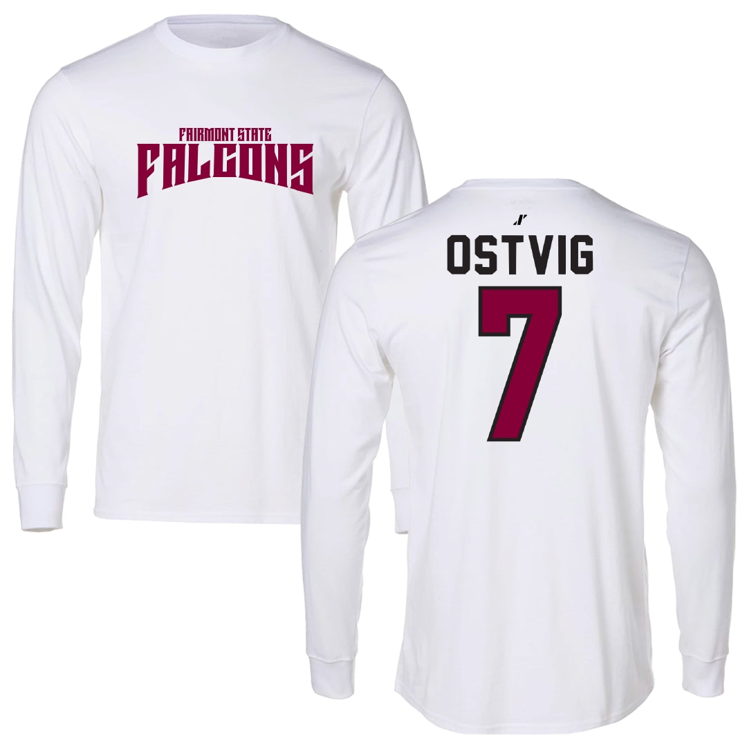 Fairmont State University Volleyball White Classic Performance Long Sleeve - #7 Baylie Ostvig