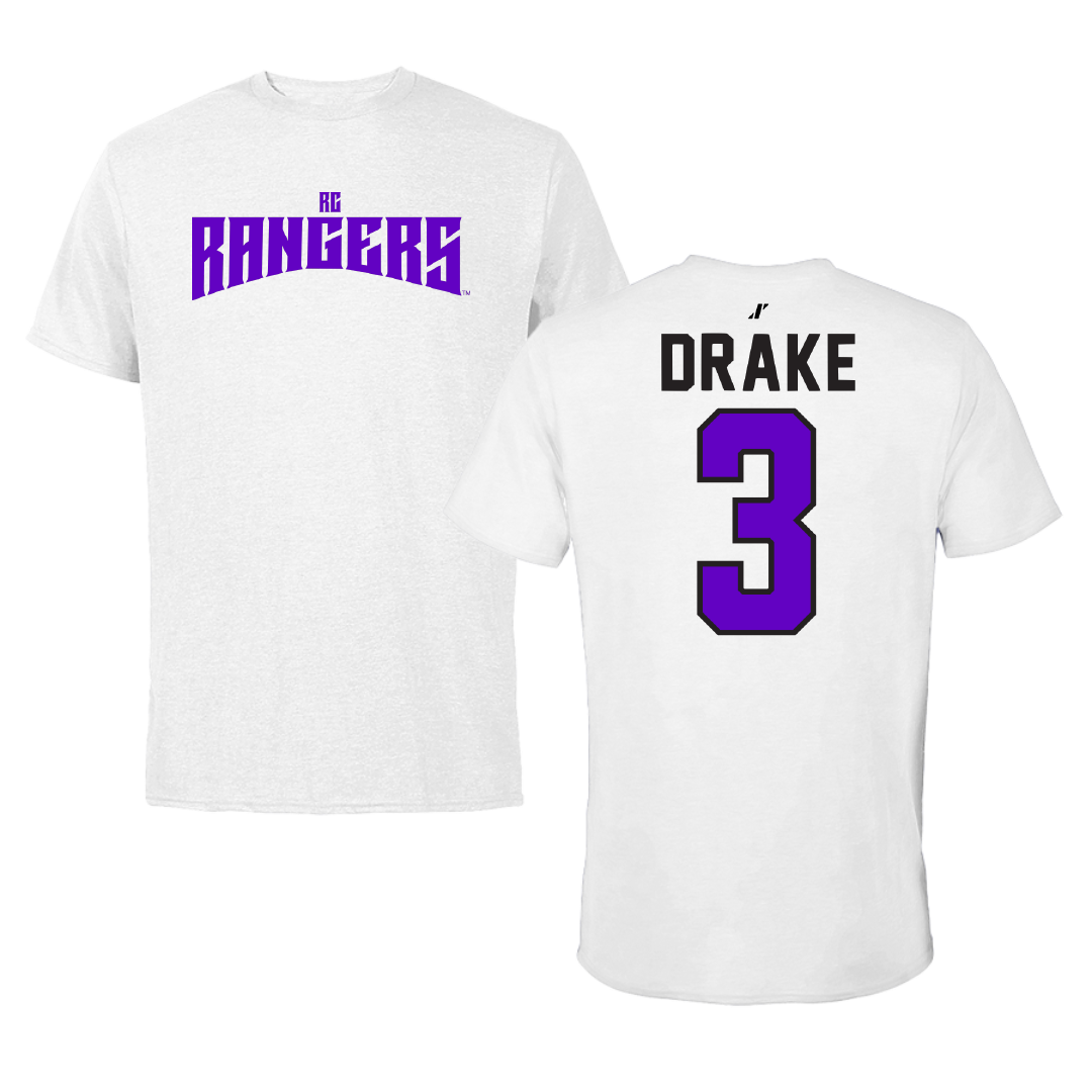 Ranger College Baseball White Classic Tee - #3 Larry Drake
