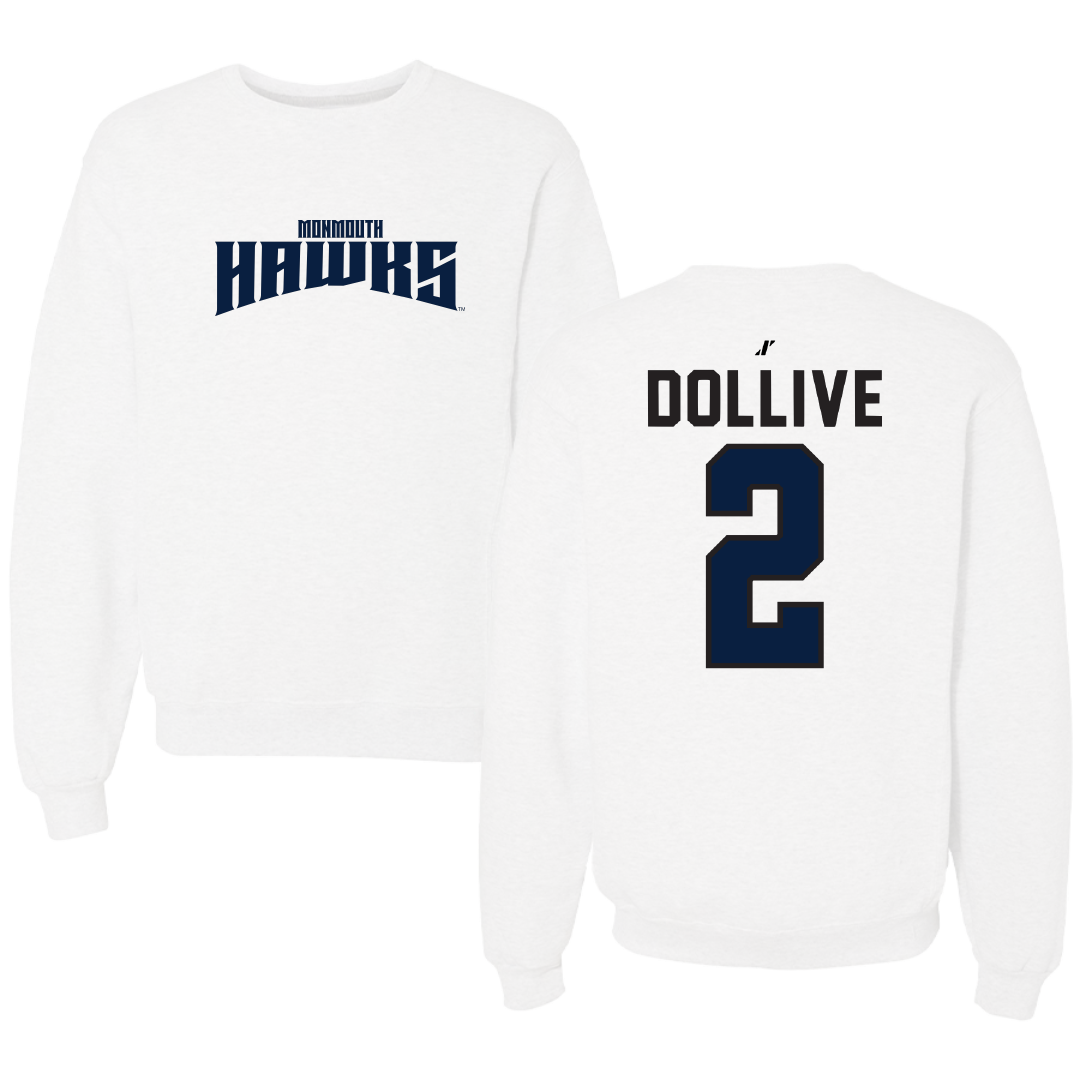 Monmouth University Lacrosse White Classic Crewneck - #2 Matt Dollive