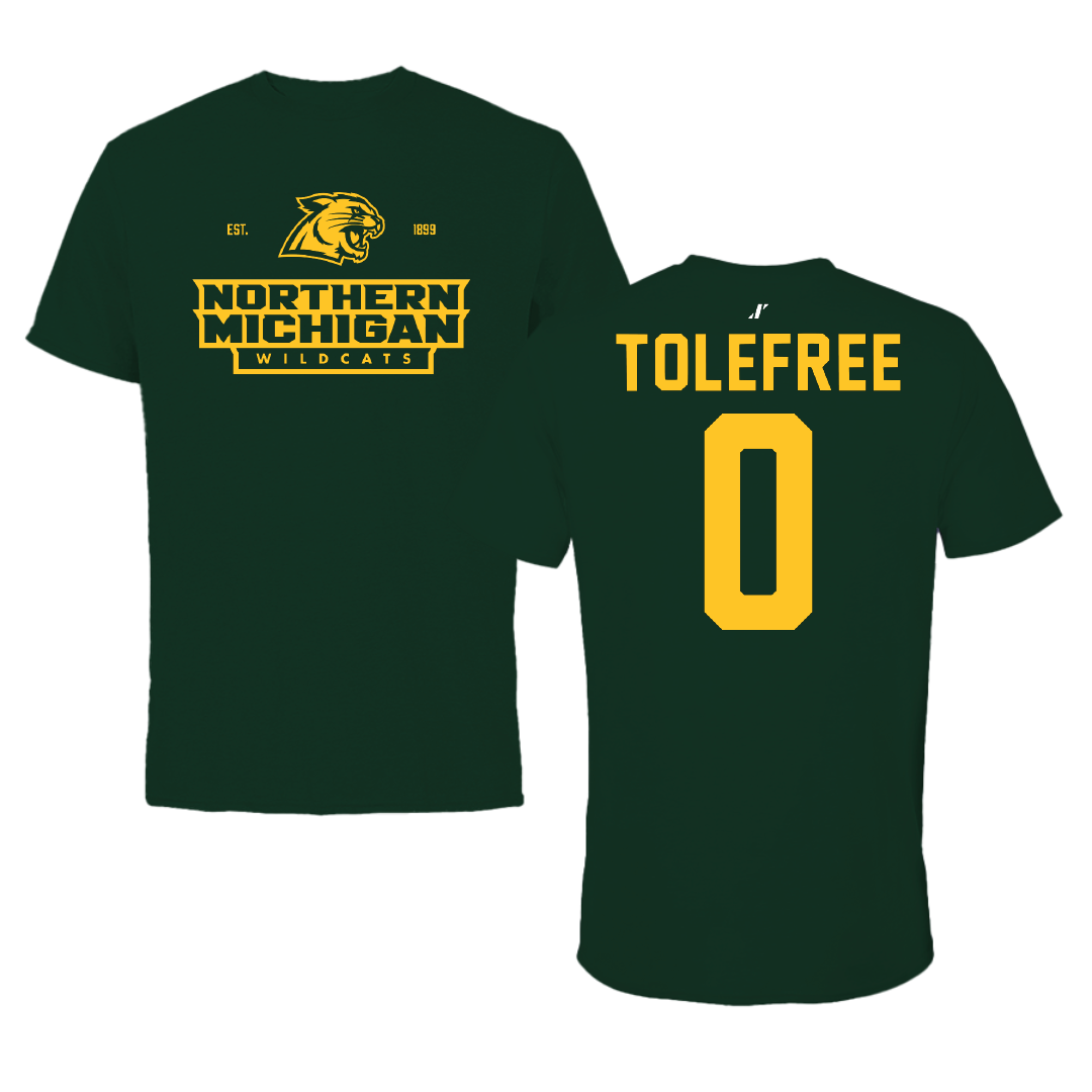 Northern Michigan University Basketball Forest Green General Tee - #0 Najashi Tolefree