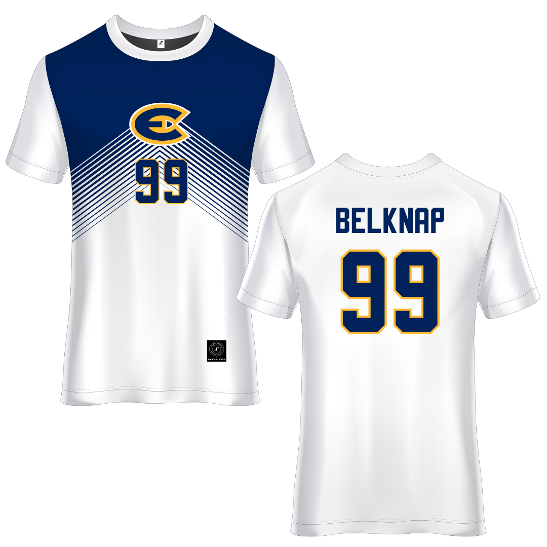 University of Wisconsin-Eau Claire White Soccer Jersey - #99 Mark Belknap
