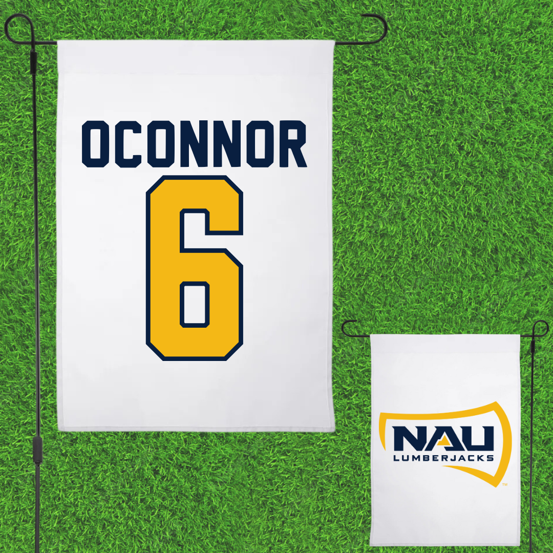 Northern Arizona University Soccer White Garden Flag - #6 Erin OConnor