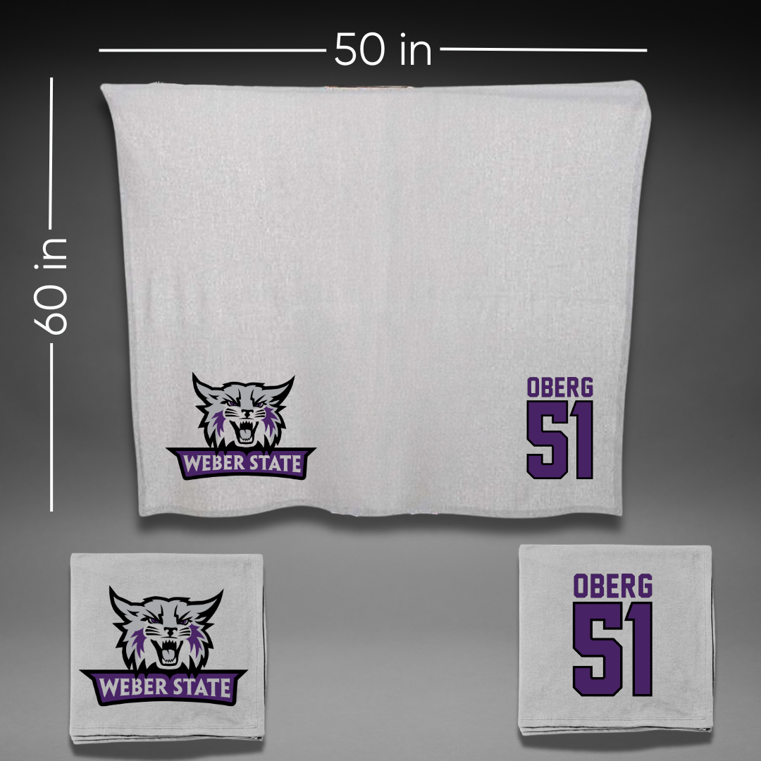 Weber State University Football Gray Blanket - #51 Ashden Oberg