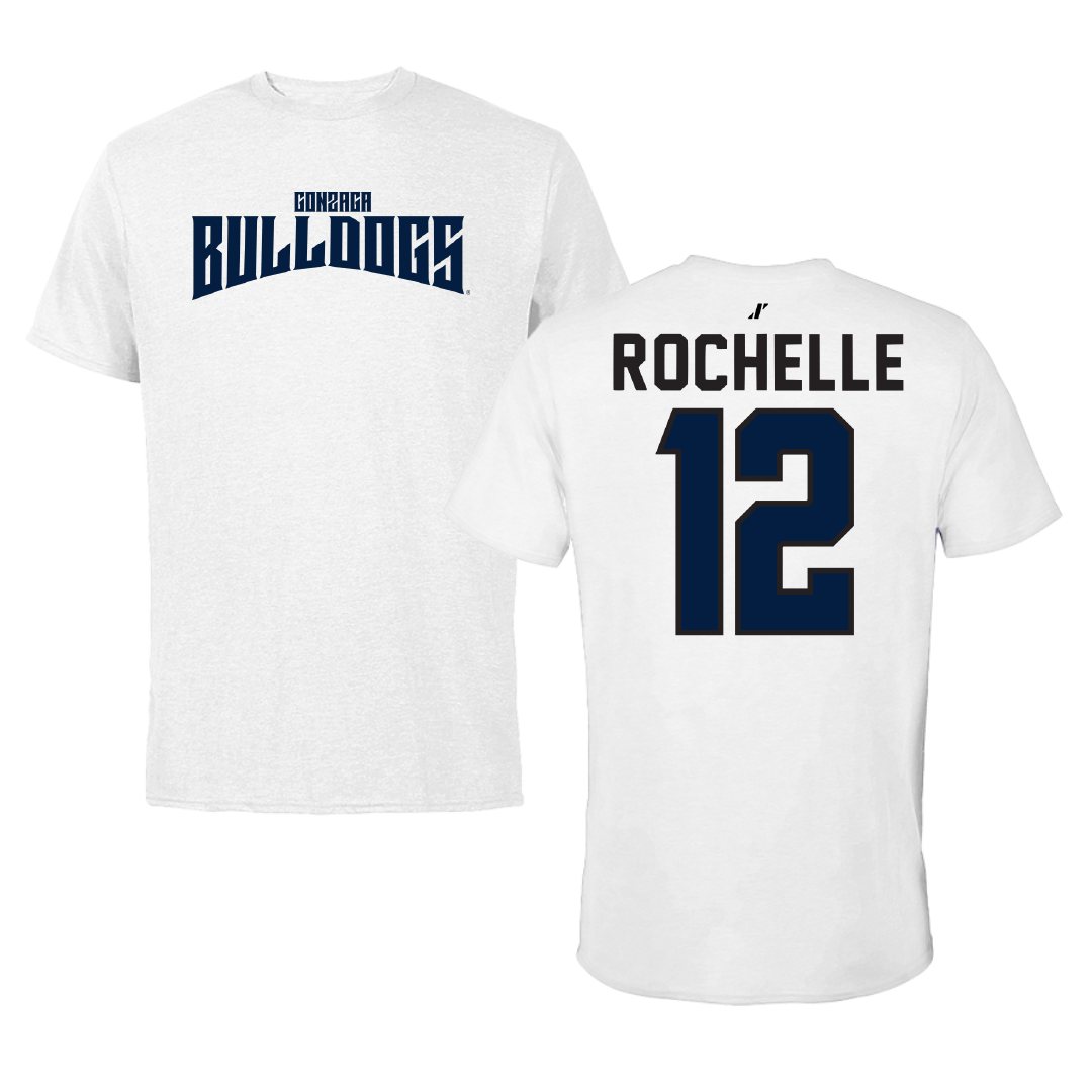 Gonzaga University Soccer White Classic Performance Tee - #12 Talan Rochelle