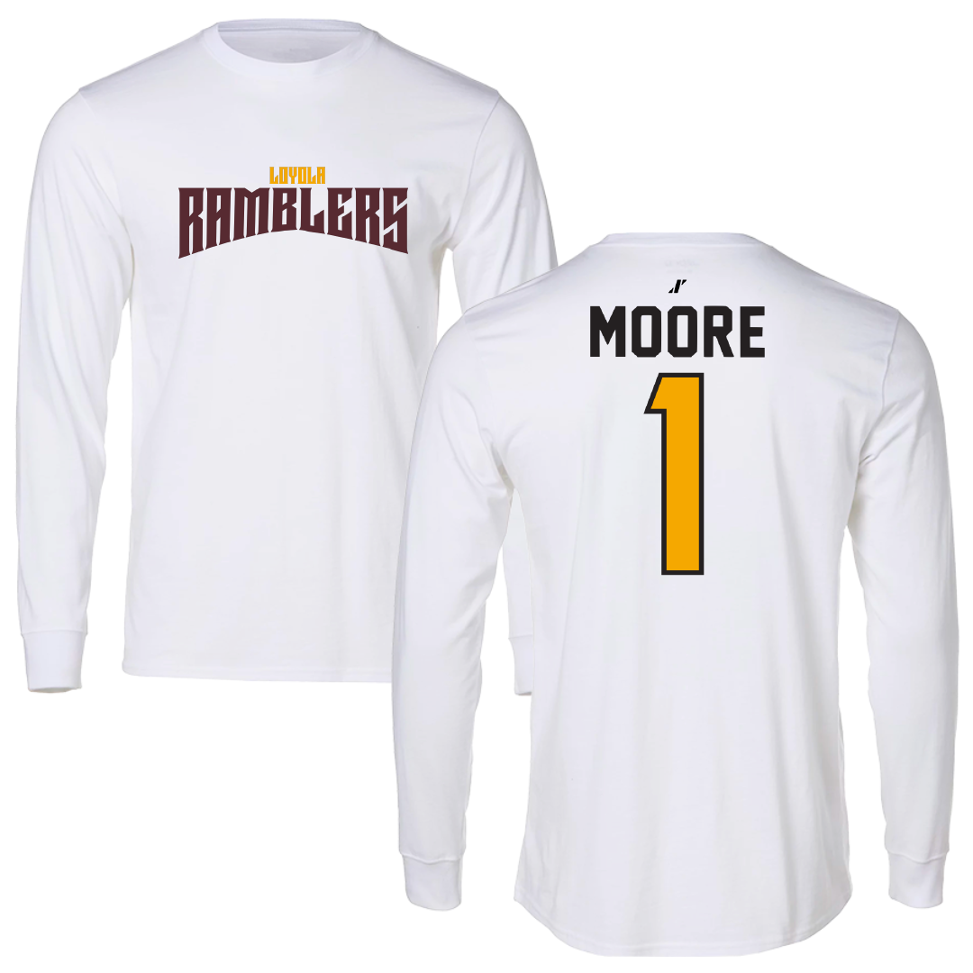 Loyola University-Chicago Basketball White Classic Long Sleeve - #1 Aaliyah Moore