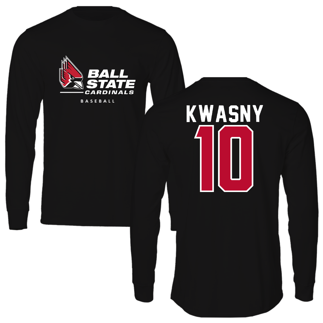 Ball State University Baseball Black Performance Long Sleeve - #10 Zach Kwasny