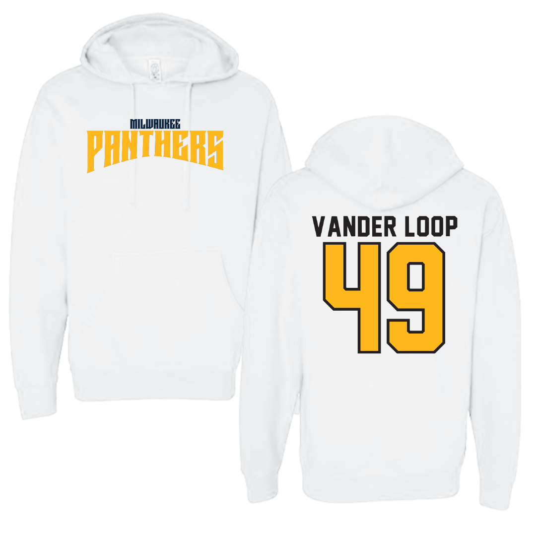 University of Wisconsin-Milwaukee Baseball White Classic Hoodie - #49 Alex Vander Loop