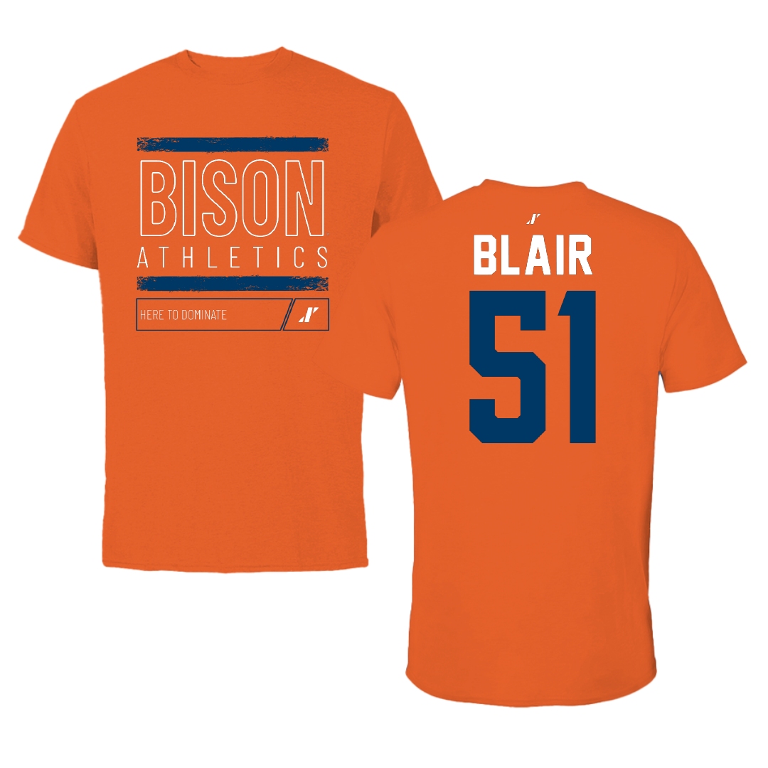 Bucknell University Football Orange Dominate Performance Tee - #51 Kalun Blair